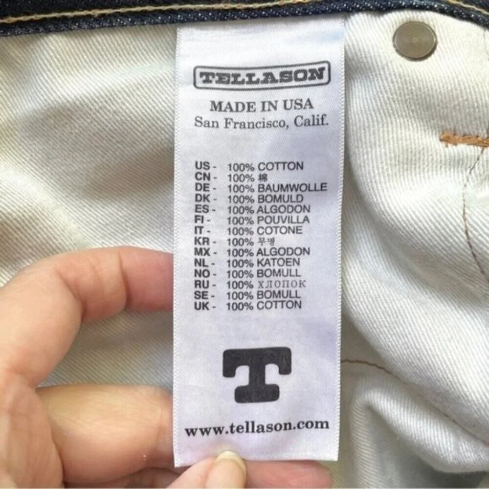 Tellason Dark Wash Low Rise Slim Straight Selvedge Jeans - 28 x 32.5